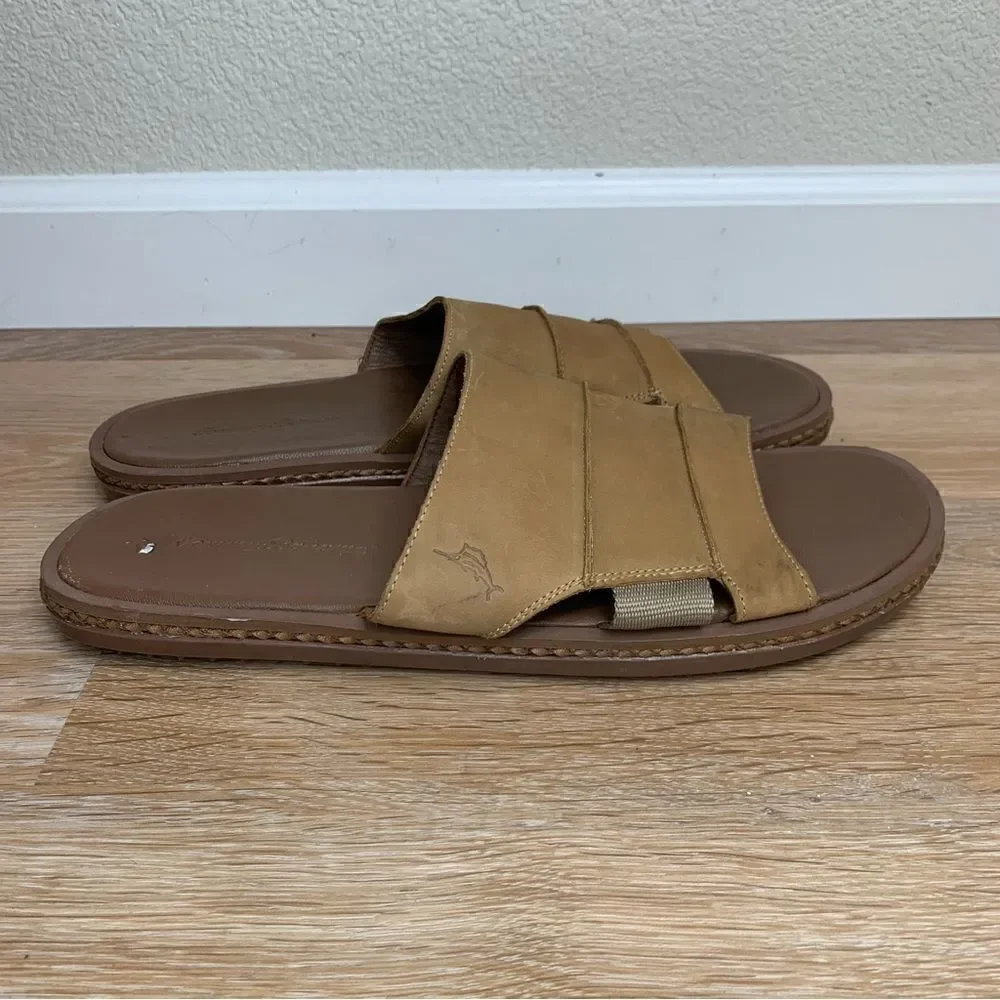Tommy Bahama Ruggero Men’s Leather Slide Brown Sandals